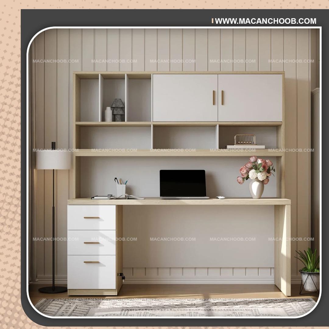 میز کامپیوتر عریض کشو و کتابخانه دار مدل MIRAS
